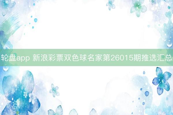 轮盘app 新浪彩票双色球名家第26015期推选汇总