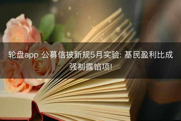 轮盘app 公募信披新规5月实验: 基民盈利比成强制露馅项!